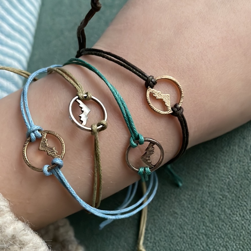 Amazon Mountain Cute Bundle Set of Four Tie Bracelets Brown Blue Green Tan